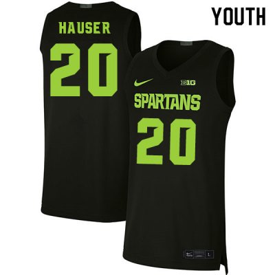 Youth Michigan State Spartans NCAA #20 Joey Hauser Black Authentic Nike Stitched College Basketball Jersey UF32V02LC